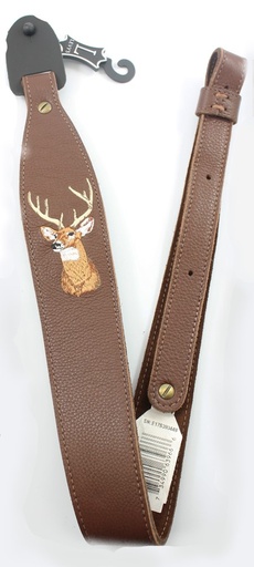 [(D)LEVY-SNG20ED-BRN] Levy's Brown Garment Leather Gun Sling with Deer Embroidery